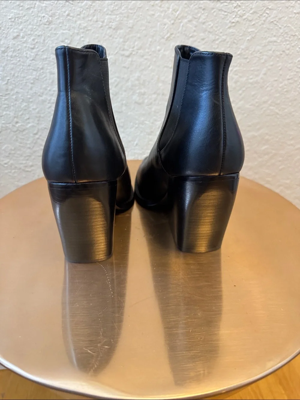 bp Black Leather Chelsea Ankle Boot with Block Heel